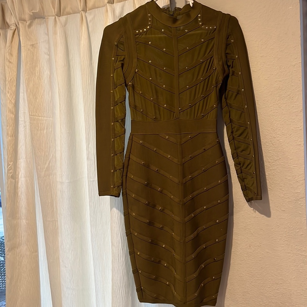 Studded olive dress